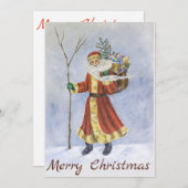 クリスマス神父、歩くで雪のアクリルアート シーズンカード (正面/裏面)