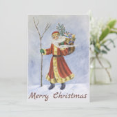 クリスマス神父、歩くで雪のアクリルアート シーズンカード (スタンド正面)