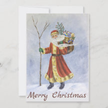 クリスマス神父、歩くで雪のアクリルアート