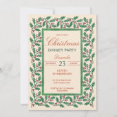 クリスマス神聖なベリーのディナーパーティー 招待状 (正面)