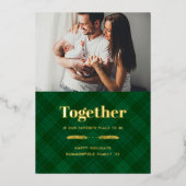 クリスマス私お気に入りのたちのプレイスファミリーフォト金ゴールド 箔シーズンカード (正面)