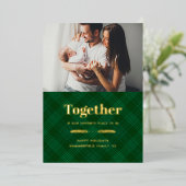 クリスマス私お気に入りのたちのプレイスファミリーフォト金ゴールド 箔シーズンカード (立ち正面)