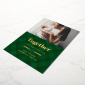 クリスマス私お気に入りのたちのプレイスファミリーフォト金ゴールド 箔シーズンカード (回転した状態)