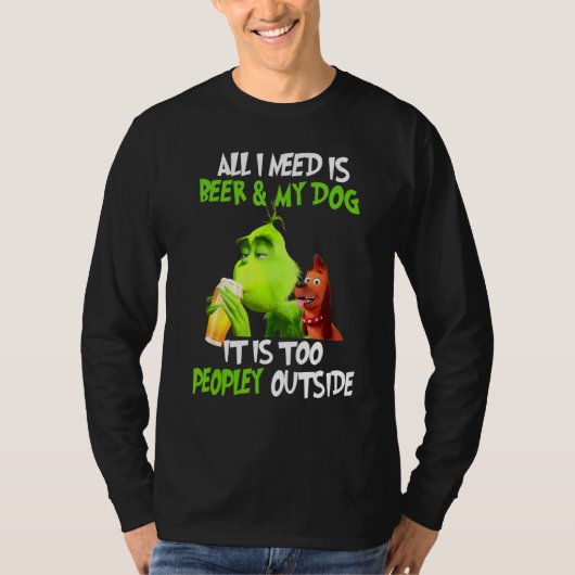 クリスマス私が必要なのはビールと私の犬の人々Ou Tシャツ (正面)
