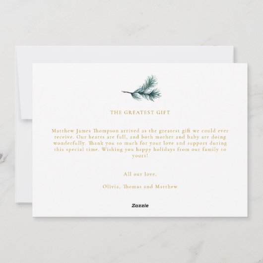 クリスマス私たちのハート赤い金ゴールド家族ベビー2写真 シーズンカード (裏面)