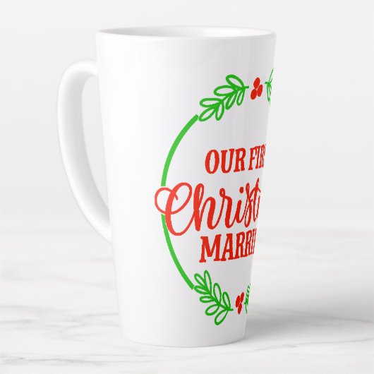 クリスマス私たちの初めてのクリスマス結婚したマグ カフェラテマグ (左アングル)