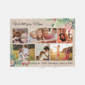 クリスマス私たちはあなたを愛し素朴ているママ写真コラージュ フリースブランケット (正面(横))