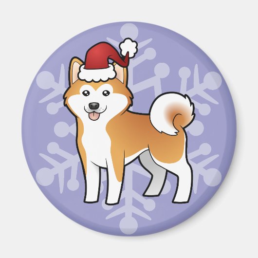 クリスマス秋田イヌ/柴犬 マグネット (正面)