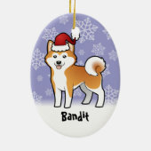 クリスマス秋田Inu/柴犬(ペットネームを加えて下さい) セラミックオーナメント (裏面)