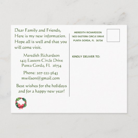 クリスマス移動した海ビーチ予算の移動 案内ポストカード (裏面)