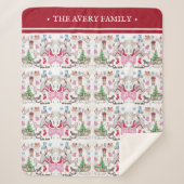 クリスマス童話のパターンの家族の名前 シェルパブランケット (正面)