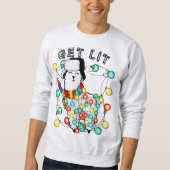 クリスマス笑わされるラマでおもしろい点灯 スウェットシャツ (正面)