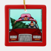 クリスマス笑わされる飾りプレゼント セラミックオーナメント (正面)