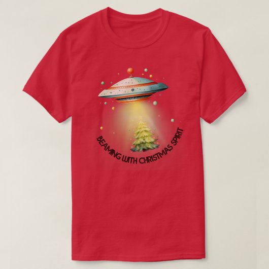 クリスマス精神で輝いている Tシャツ (デザイン正面)