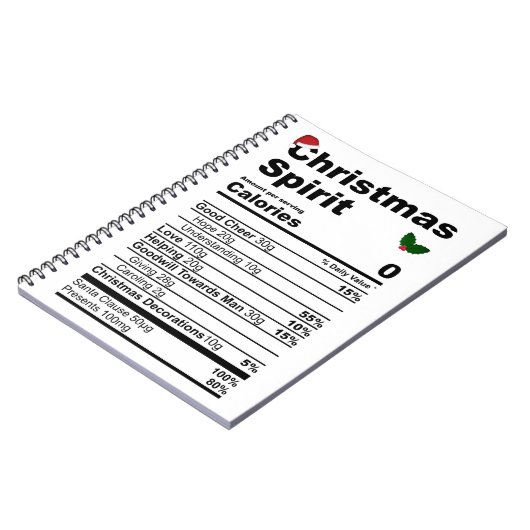クリスマス精神の栄養的な事実のおもしろい休日 ノートブック (左側)