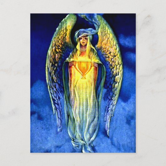 クリスマス精神の青い天使 シーズンポストカード (正面)