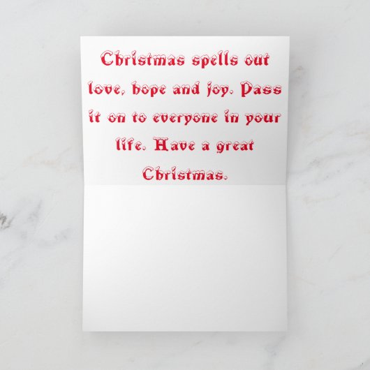 クリスマス納屋周囲の庭フレンド シーズンカード (内部)