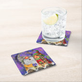 クリスマス紙コースターカップル格言歌 スクエアペーパーコースター (インサイチュ)