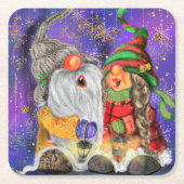 クリスマス紙コースターカップル格言歌 スクエアペーパーコースター (正面)