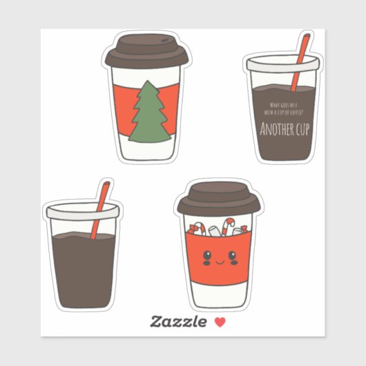 クリスマス紙コーヒーカップ蓋スリーブ攪拌機 シール (シート)