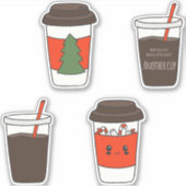 クリスマス紙コーヒーカップ蓋スリーブ攪拌機 シール (正面)