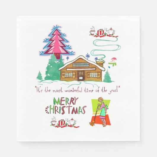 クリスマス紙ナプキンス、クリーニング・レディ スタンダードランチョンナプキン (正面)