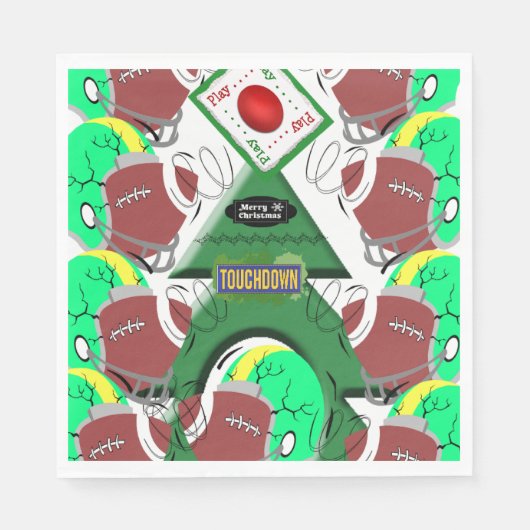 クリスマス紙ナプキンス，サッカースポーツ スタンダードランチョンナプキン (正面)
