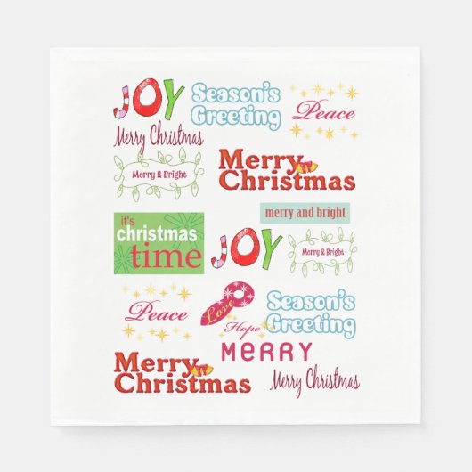 クリスマス紙ナプキンス、ジョイ・シーズンの挨拶 スタンダードランチョンナプキン (正面)