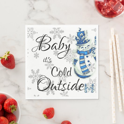 クリスマス紙ナプキンス、ベビーは外が寒い スタンダードランチョンナプキン (インサイチュ)