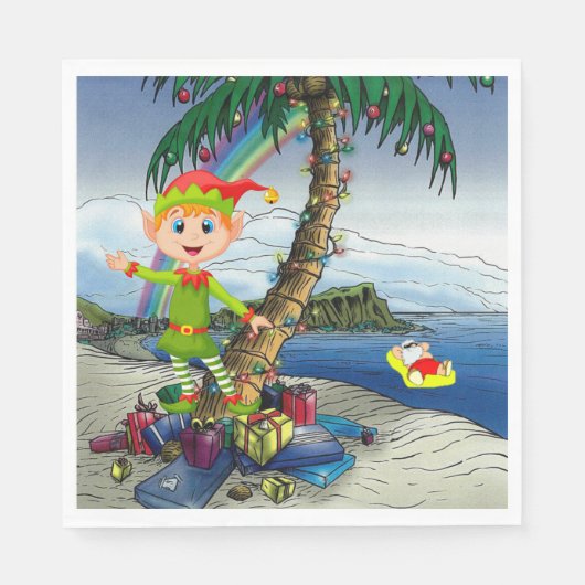 クリスマス紙ナプキンス、メリークリスマス、ビーチ スタンダードランチョンナプキン (正面)