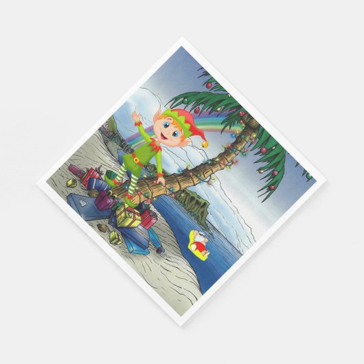 クリスマス紙ナプキンス、メリークリスマス、ビーチ スタンダードランチョンナプキン (角)