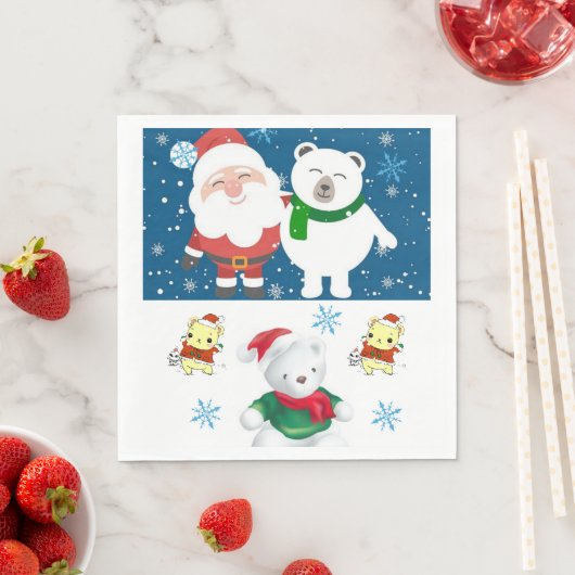 クリスマス紙ナプキンス、メリークリスマス、ベア スタンダードランチョンナプキン (インサイチュ)