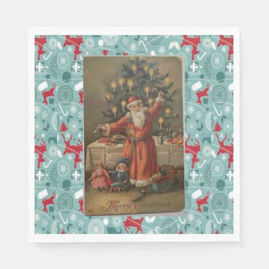 クリスマス紙ナプキンス、メリークリスマス、ヴィンテージ スタンダードランチョンナプキン (正面)