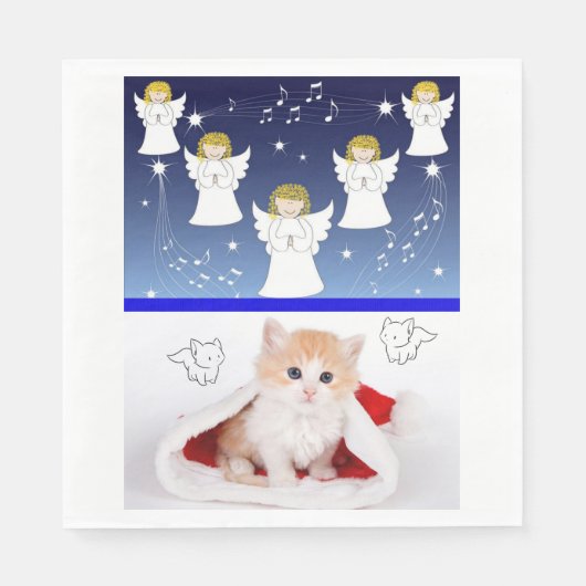 クリスマス紙ナプキンス、メリークリスマス、子猫 スタンダードランチョンナプキン (正面)