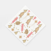 クリスマス紙ナプキンス、金ゴールドツリー スタンダードランチョンナプキン (角)