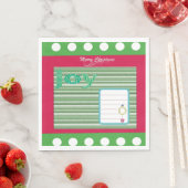 クリスマス紙ナプキンズジョイレッドグリーンストライプ スタンダードランチョンナプキン (インサイチュ)