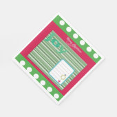 クリスマス紙ナプキンズジョイレッドグリーンストライプ スタンダードランチョンナプキン (角)