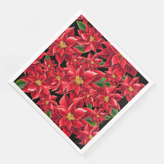 クリスマス紙ナプキンズレッドポインセチアのディナー (コーナー)