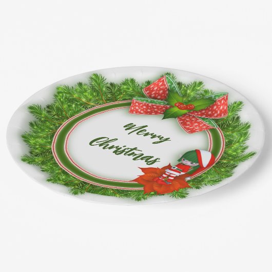 クリスマス紙プレートと小妖精や小人 ペーパープレート (アングル)