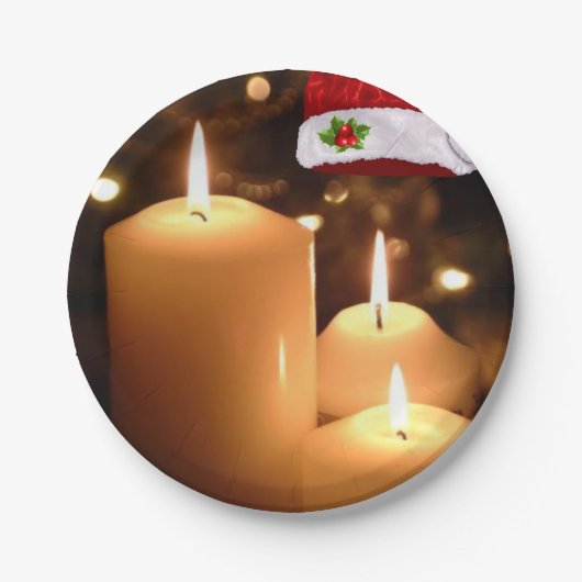 クリスマス紙プレートクリスマスキャンドル ペーパープレート (正面)