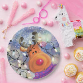 クリスマス紙プレートハッピートナカイ ペーパープレート (パーティー)