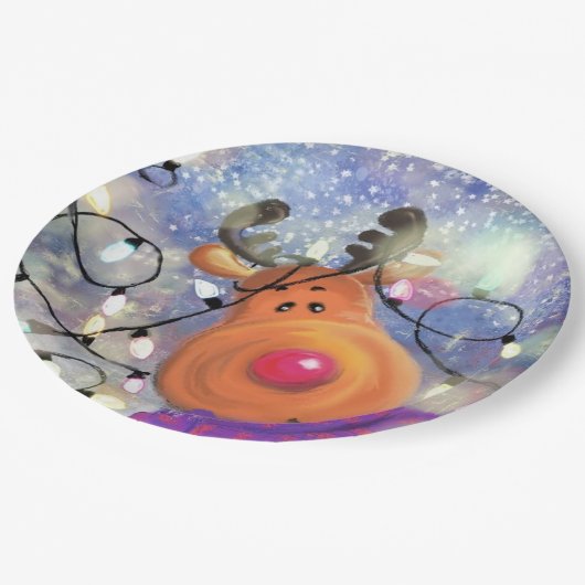 クリスマス紙プレートハッピートナカイ ペーパープレート (アングル)