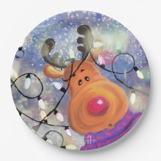 クリスマス紙プレートハッピートナカイ ペーパープレート (正面)