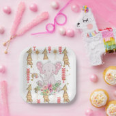 クリスマス紙プレートメリークリスマスゾウ ペーパープレート (パーティー)