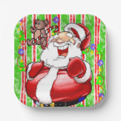 クリスマス紙プレートメリー、テディベア ペーパープレート (正面)