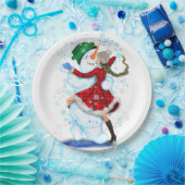 クリスマス紙プレート雪だるまアンドガールダンス ペーパープレート (パーティー)