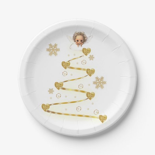 クリスマス紙プレート、エンジェル ペーパープレート (正面)