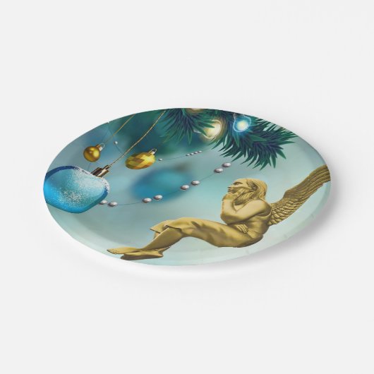 クリスマス紙プレート、エンジェル ペーパープレート (アングル)