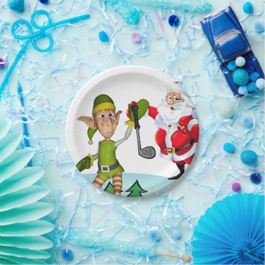 クリスマス紙プレート、サンタゴルフ ペーパープレート (パーティー)