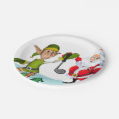 クリスマス紙プレート、サンタゴルフ ペーパープレート (アングル)